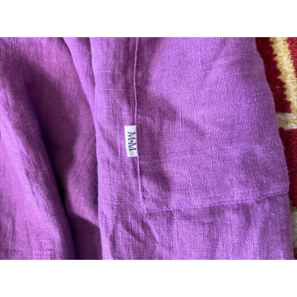 M&M 100% Linen Cross Back Smock Apron One Size Purple Molly Morris Design $100
